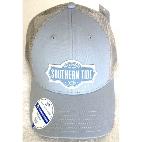 Southern Tide Men's The Skipjack Badge Patch Trucker Hat Dusty Blue Grey NWT - Picture 1 of 4